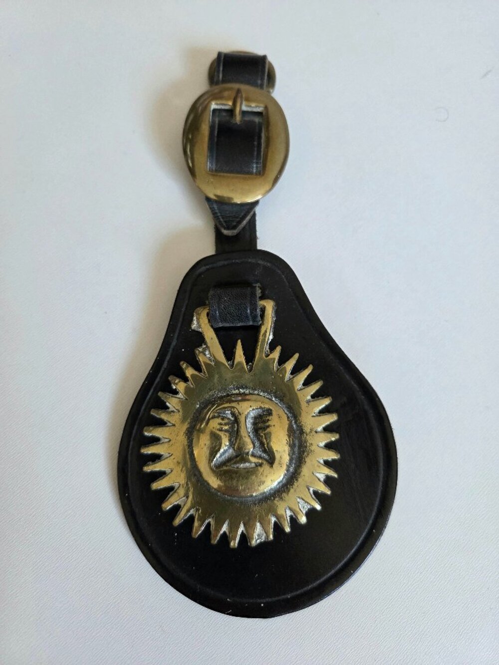 Vintage Brass Badge Medallion Horse Bridle Harness Embellishment Sun Theme